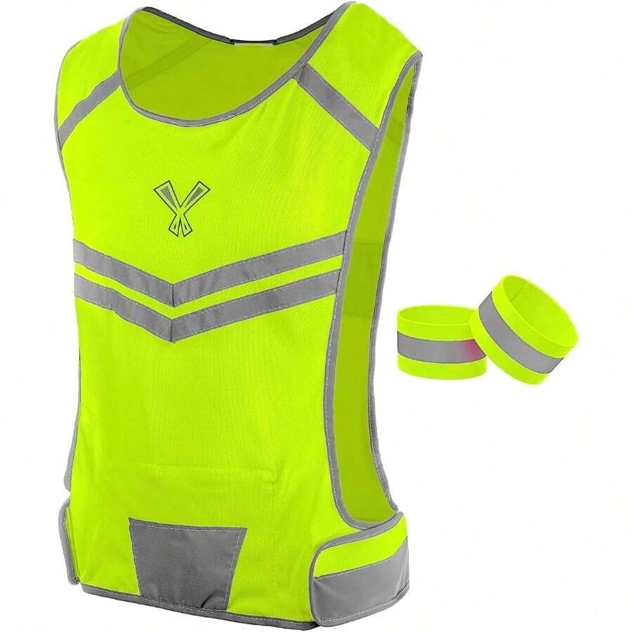 La Chaleco Reflectante para Running Senderismo Ciclismo Ciclismo Correr Gear y más con 2 Bandas de  de Alta VisibilidadHigh-Visibility Vest - AmarilloNen - Ver 1