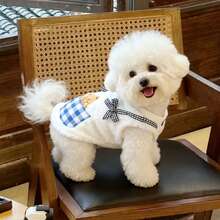 1 قطعة بلوزة رياضية صدرية سميكة بتصميم الدب الصغير لكلاب وقطط صغيرة مثل الشيواوا واليوركي، مناسبة للخريف والشتاء - الأزرق - مشاهدة 4