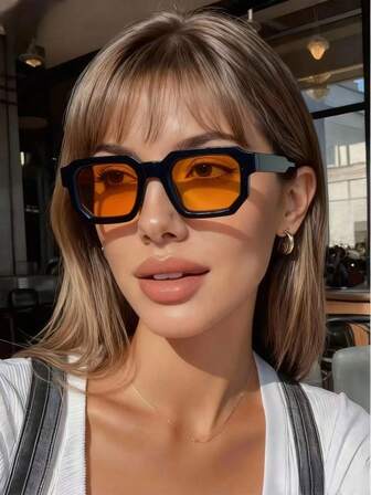 1副复古方形时尚眼镜 男女通用 长方形经典简约个性小镜框 女性