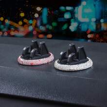 Rhinestone Car Phone Holder - Cute And Feminine Design, Can Be Installed On The Dashboard, Adjustable For Both Portrait And Landscape Screens, Adheres To The Dashboard Or Center Console With Strong Stickiness, Made Of Plastic With Embedded Sparkling Crystals, Stable, Suitable For Most Smartphone Sizes, Perfect For Road Trips And Daily Use, An Ideal Car Phone Navigation Holder. - Multicolor - View 3