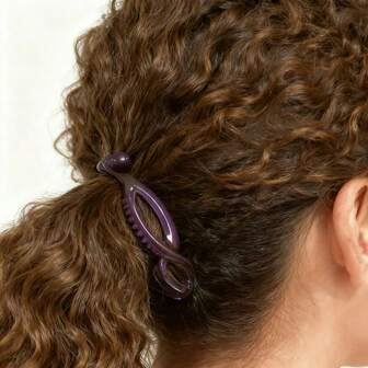 3-Inch Waterproof Purple Flower Bud Shaped Hair Claw Clip, Non-Slip & Hair-Friendly, Portable For Ponytail, Curly Or Straight Hair