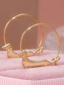 Pendientes de aro, joyería creativa para fiestas, pendientes de joyería linda para ella - Dorado - Ver 4