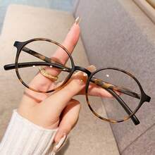 1 pieza Gafas ópticas redondas retro, gafas de moda, adecuadas para mujeres, estudiantes, lectura electrónica, decoración, uso con teléfonos inteligentes