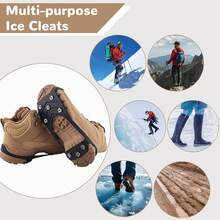 1 Pair Outdoor Anti-Slip Shoe Covers, Stainless Steel Ice Cleats For Snow, Winter Non-Slip Traction Crampons - Black - View 4