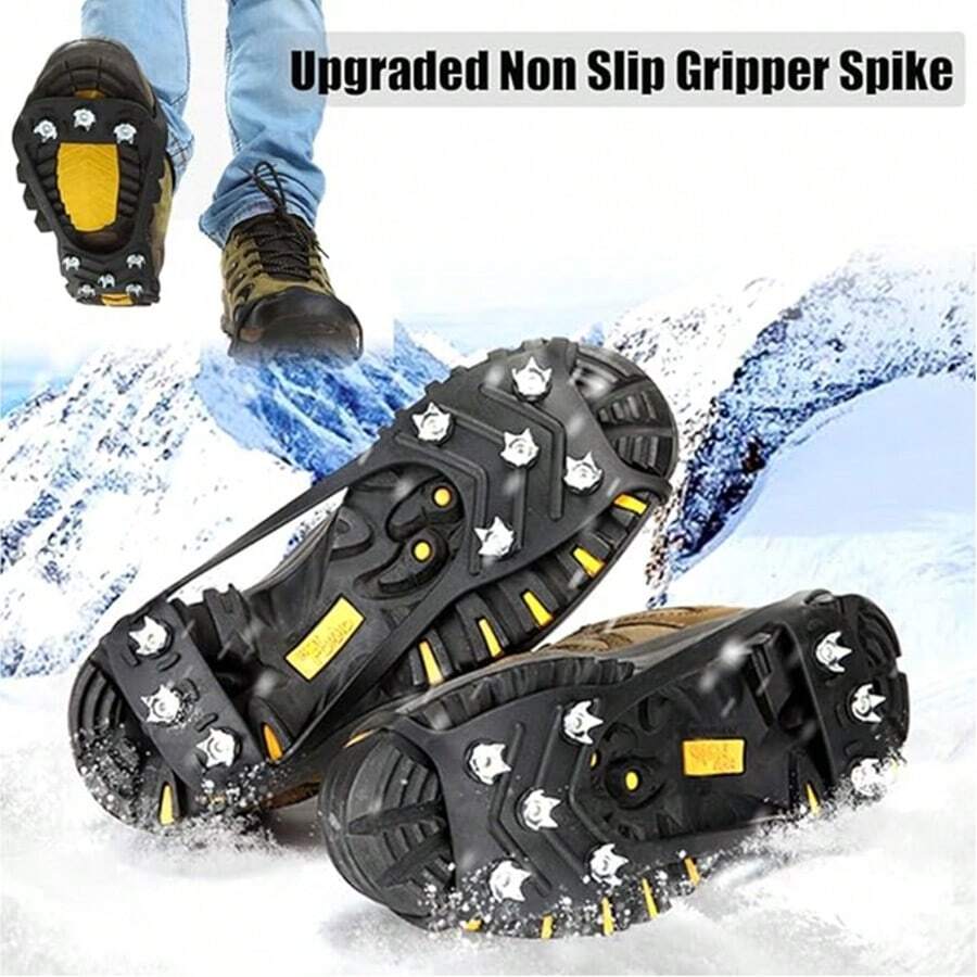 1 Pair Outdoor Anti-Slip Shoe Covers, Stainless Steel Ice Cleats For Snow, Winter Non-Slip Traction Crampons - Black - View 1