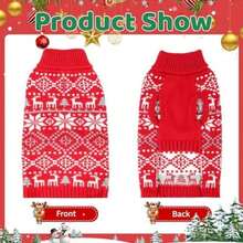 Suéter de Navidad para perro grande, grueso y cálido para mascotas, con copo de nieve, reno para perro, suéter de día festivo para clima frío, suéter de punto de invierno para perros medianos y(Small Medium) - Multicolor - Ver 4