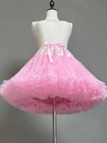 1pc Women's Elastic Waist Polyester Tulle Petticoat Slip, Suitable For Cosplay, Wedding, Party, Puff Skirt Lining, Retro Rock Or Ballet Tutu Style - Multicolor - View 10