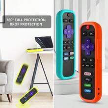 AWYYWevove 3 Pack Remote Case For Roku Cover Compatible With  Roku Smart TV Steaming Stick Roko TV Remote Cover Silicone Protective Controller Universal Sleeve Glow Yellow Orange Sky Blue - 螢光黃橙色天藍色 - 查看 5