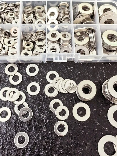 180 piezas Juego de arandelas, superficie pulida, arandelas planas de acero inoxidable - Surtido de tamaños M4-M10 ideal para proyectos/mecánica/electrónica, perfecto para profesionales y entusiastas, piezas mecánicas, ingeniería de precisión, junta de arandela de tornillo