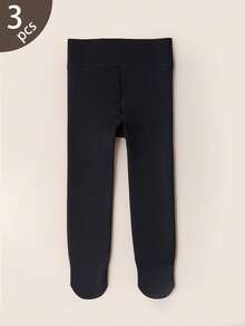1pc Children's Thick Ribbed Solid Color Tights, Thermal Lined, Autumn/Winter - Multicolor - View 16