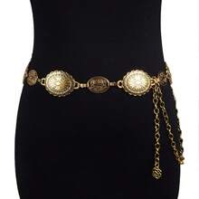 1pc Women's Metal Carved Floral Geometric Boho Chic Party Cute Sexy Street Elegant Vintage Waist Chain, Suitable For Spring/Autumn, Holidays, Casual, Versatile Pants Chain Summer, School Fall, Autumn, Halloween - Gold - View 8