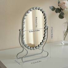 1 Pc European Style High-End Vanity Makeup Mirror, Suitable For Home Bedroom Desk, Influencer Dorm Beauty Mirror, With Flip Function - Multicolor - View 24