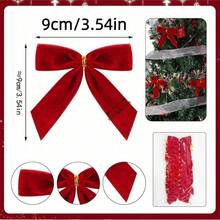 10pcs/Set Valentine's Day Bow Decor Hanging Ornaments, Holiday Atmosphere Decorations, Flocked Bowknot Home Hanging Accessories