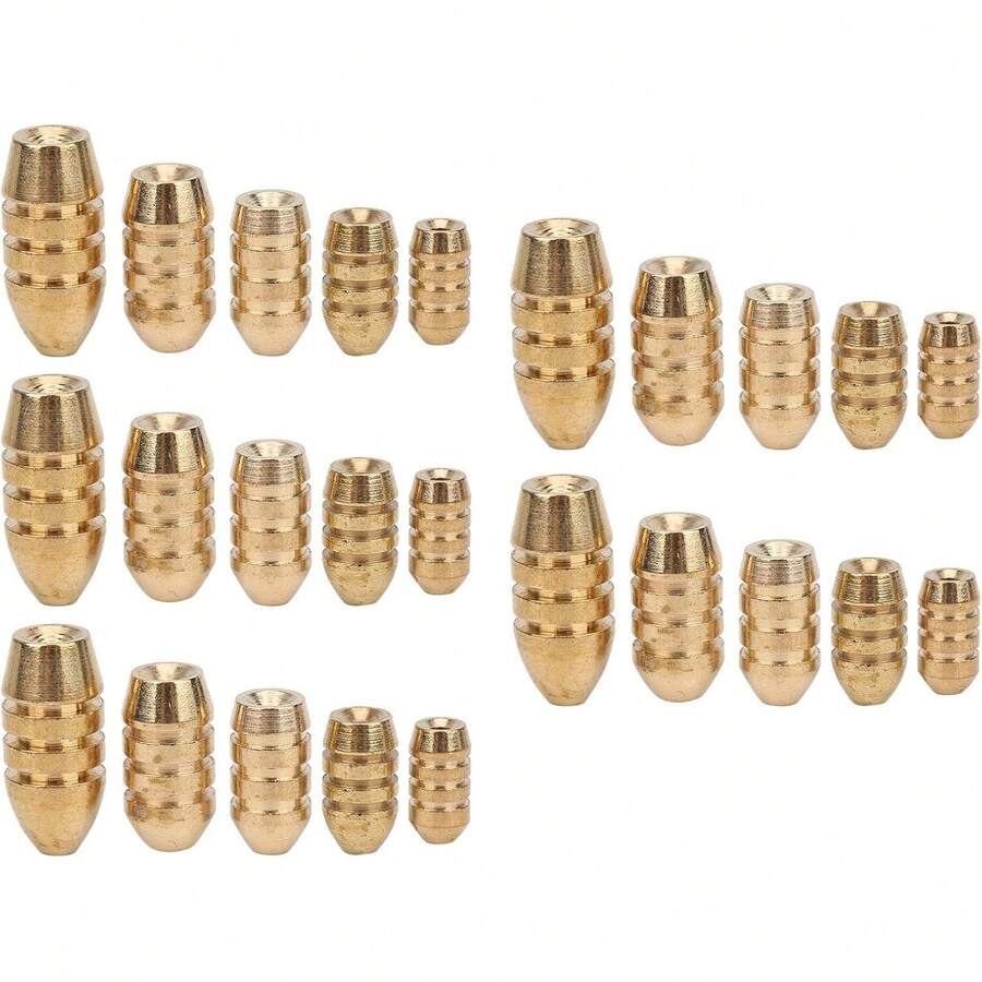 Alomejor 25 Piezas de plomos de Pesca, Pesas para Voltear, Pesas de Cobre para Pesca con CAA, con Caja de Cinco Compartimentos - 1 - Ver 1