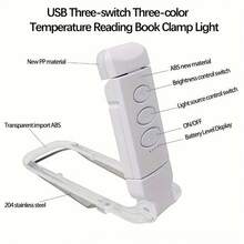 Rechargeable Clip-On Reading Light, 5 Brightness Levels, 3 Color Temperatures, 360° Rotation, USB Powered Eye-Care LED Lamp For Bedside, Travel And Nighttime Reading - White - View 7