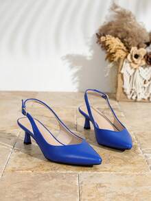 Elegant Solid Color High Heel Sandals For Women, Suitable For Wedding, Holiday, Party, School, Office, Outdoor - Blue - View 1