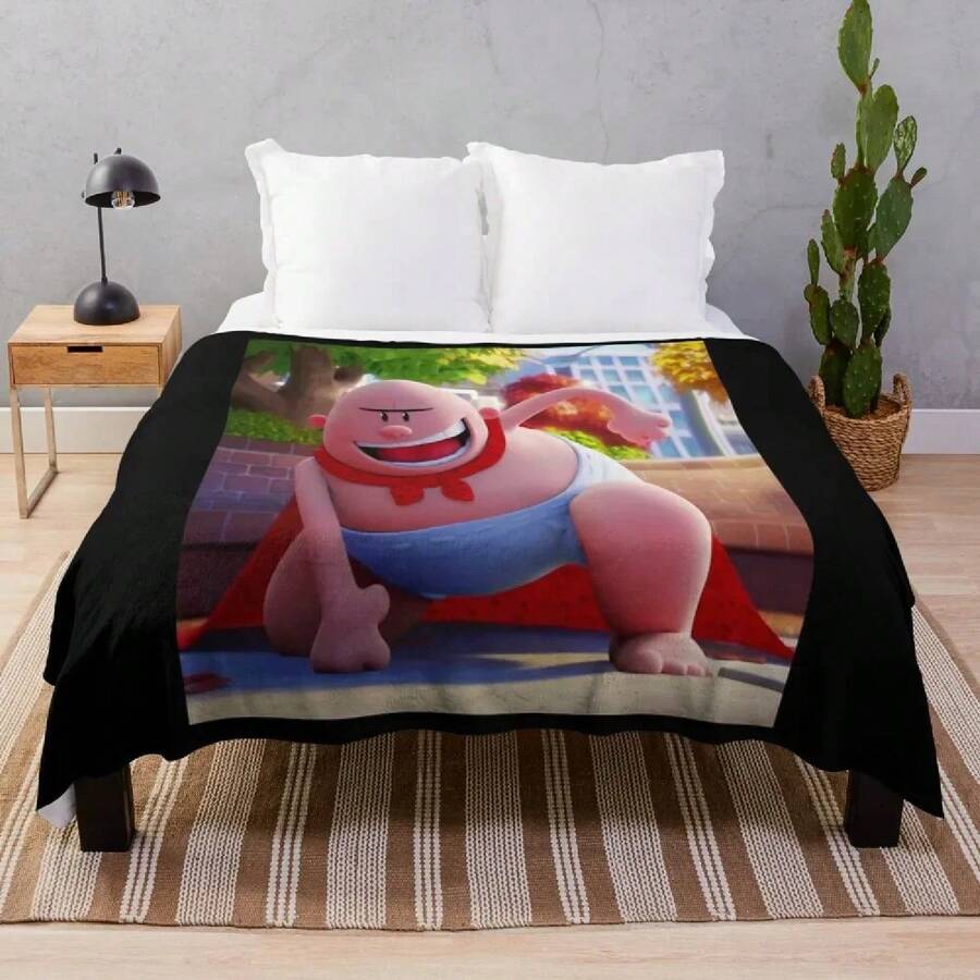 Retro Captain Underpants Throw Blanket Plush For Sofa Warm Winter Flannels Blankets.Jpg - 白色 - 查看 1
