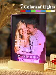 定制Spotify装饰牌匾个性化礼物，可定制照片，可定制礼物，送给他/她，可定制相框，送给男朋友/女朋友，情侣，妻子，女性，父亲节，母亲节，周年纪念日，生日，带彩灯 - 5款大長方立-音樂款+ - 查看 14