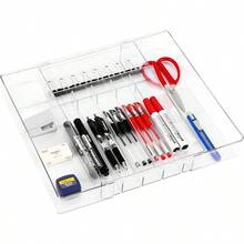 WSXC Silverware Drawer Organizer Tray For KitchenExpandable Utensil Tray Multipurpose Drawer Dividers Adjustable Cutlery And Flatware Holder Plastic Spoon Forks Knives Holder Storage Divider Clear-M - 清除 - 查看 1