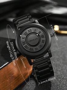 1pc Classic Fashion Roman Numeral Dial Quartz Wrist Watch, Stylish Business Gift For Men (Watch Only, No Box) - Black - View 5