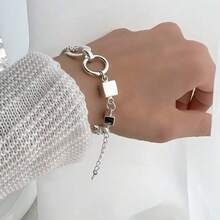 Simple And Personalized Geometric Square Bracelet For Women Fashion Hollow Versatile Exaggerated S925 Silver Bracelet Jewelry - Square Geometric Bracelet - View 3