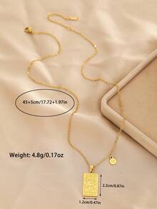 1 pieza Collar de joyería para niños con colgante doble de acero inoxidable con diseño personalizado de los doce signos del zodiaco, accesorio de vestir, regalo de compañía para fiestas - Dorado - Ver 6