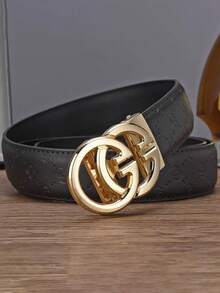 Cinturón de cuero con hebilla automática de aleación de alta gama para hombres, cinturón de pantalón minimalista y casual - Multicolor - Ver 2