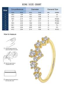 Charm-In 1 pezzo Anello da donna in ottone placcato oro 18K con pietra di zirconia geometrica, disponibile in più misure, regalo ideale per San Valentino o la Festa della Mamma - Dorato - Visualizzare 3