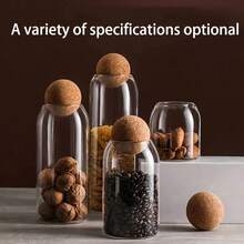 GSYY 1200ML/40Oz Clear Glass Bott Glass Food Sage Containers With Aig Round Cork Decorative Sealed Ar Organizer Holder With Wooden Lid For Candy Coe Nut Ice Tea Coffee Bean - 無色 - 查看 6