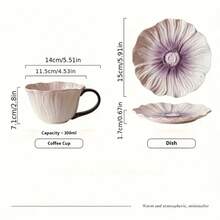 1 Set Of 300ml Vintage Floral Ceramic Cup And Saucer Set High-Quality Durable Breakfast Coffee Cup Afternoon Tea Dessert Mug Suitable For Home, Dining Room, And Cafes Ideal Gift For Mother's Day/Ramadan/Birthdays/Valentine's Day/Eid Al-Adha