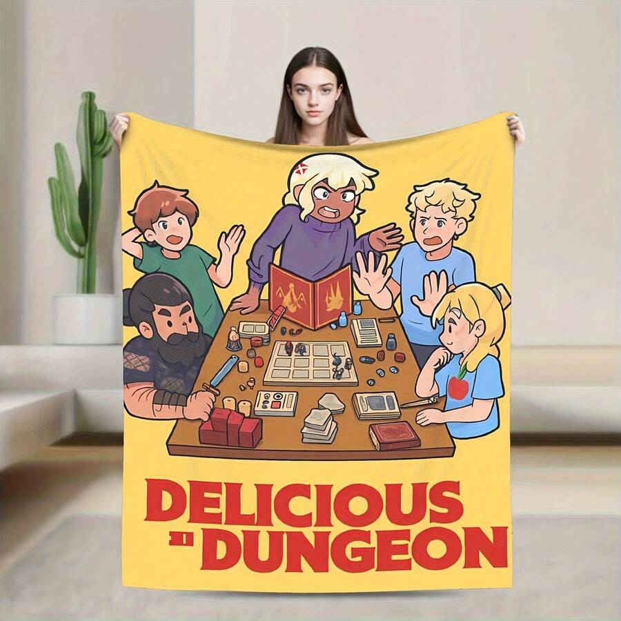 Dungeon Meshi Anime Marcille Laios Flannel Blanket Winter Soft Throw Blanket Girls Boy Home Decor Funny Bedspread Sofa Bed Cover - 款式1 - 查看 1