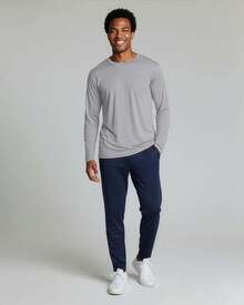 4 Pack: Men's Dry-Fit Active Athletic Long Sleeve Pocket Crew-Shirt Outdoors UPF 50 (S-5XLT), Breathable,-Wicking - Set 5 - 查看 3