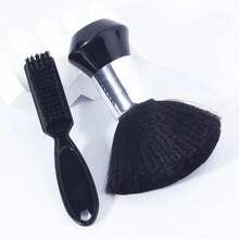 2 unids/set juego de cepillos de peluquería profesional-cepillo de pelo suave para el cuello de peluquería juego de cepillos de limpieza de barba - YTS-DYQSFS-Negro - Ver 6