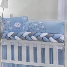 Classic Mini Crib Kit For Girls And Boys, 6 Pieces With Complete Printed Skirt - 藍雲 - 查看 3