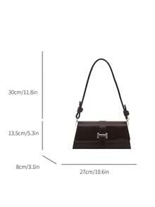Bolso de hombro elegante minimalista de unicolor y estilo retro - Marrón Chocolate - Ver 7