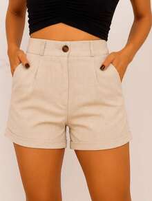 Linen Shorts Lightness, Elegance And Comfort For Hot Days - Màu be - Xem 2