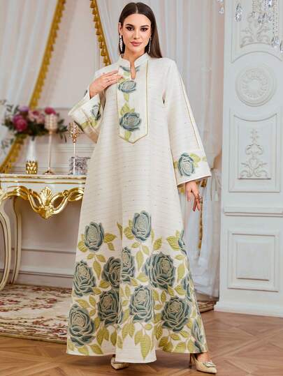 SISKAKIA Đầm họa tiết Jacquard Dubai, đầm dạ hội vải dệt rộng rãi dành cho nữ, phối sequin Jacquard, thích hợp cho các sự kiện mùa xuân/hè và lễ Eid.