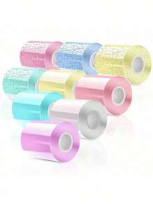 一套纳米胶带泡泡套装，包含闪粉、粘土、可爱贴纸和配件工具，纳米胶带手工制作，适合学生、青少年和女孩，可作为节日礼物、生日礼物、礼品袋填充物、圣诞袜礼物（配件颜色随机）