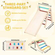 Marco de escalada 7 en 1 de madera triangular para niños pequeños, juguetes de escalada plegables con arco, rampa y escalera para niños de 1 a 3 años, marco de escalada interior para niños pequeños, juguetes Montessori - Multicolor - Ver 6