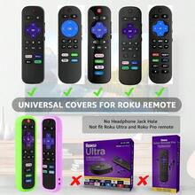 AWYY3Pack ONEBOM Cover For Roku Remote Cover For Hisense/ Roku TV Steaming Stick/Express Universal Replacement Controller Silicone Sleeve Skin Glow In The Dark(Only GreenandBlue Can Glow - Phát sáng Xanh lá cây Phát sáng Xanh lam Hồng Đỏ - Xem 2