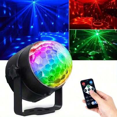 LED Crystal Magic Ball RGB Disco Ball Light-7 Mode Remote Control Stage Light Laser Light Is Perfect For Family Room Dance Parties, KTV, Weddings, Room Decoration, Etc. !
