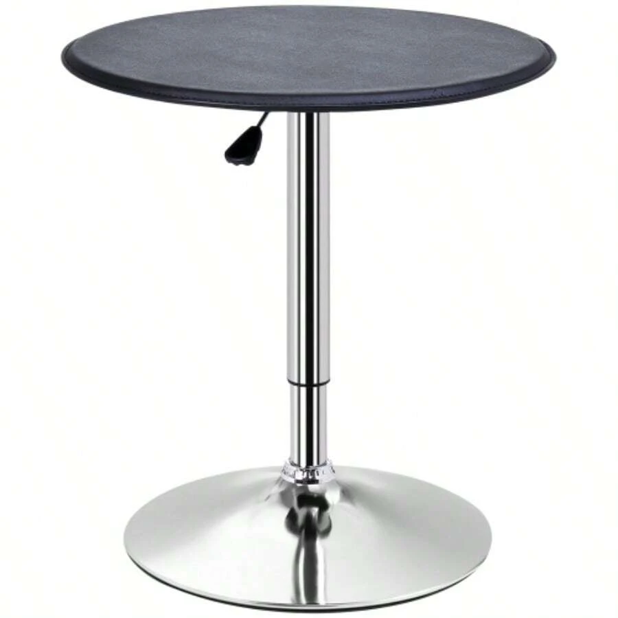 HOMCOM tavolo da bar, tavolo da pranzo, tavolo alto, tavolo da bancone, tavolo da cucina per soggiorno, sala da pranzo, acciaio cromato, nero, Ø63 x 67-93 cm - nero - Visualizzare 1