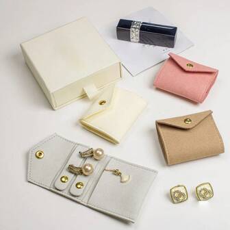 Bolsa de almacenamiento de joyas portátil y mini | Bolsa de almacenamiento de poliéster con estampado, cierre con botón, adecuada para aretes, pulseras, anillos, collares - opción de regalo ideal para el Día de San Valentín, Navidad, Acción de Gracias, Año Nuevo, Estuche para joyas