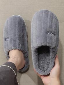 Dép đi trong nhà siêu lớn 48-49 dành cho nam, lót nhiệt, ấm áp, chống trượt - Xám - Xem 2