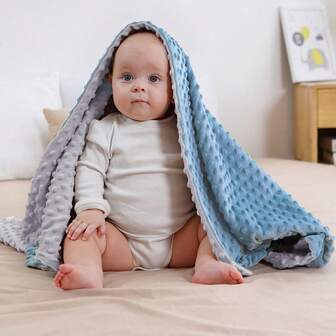 Infant Bedding Comforting Beanbag Blanket; Double-Sided Contrast Color Soft Plush Newborn Swaddle Wrap; Lightweight Spring/Autumn Children Blanket, Air Conditioning Quilt, Baby Pad