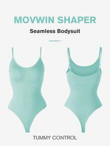 1pc Women Seamless Shapewear Bodysuit, Thong Bottom, Slimming Shaping Bodysuit, Tummy Control Bodysuit, Shapewear, Waist Trainer - Mint Green - View 4