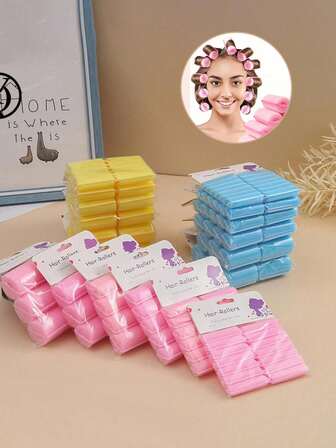 Juego de 10 rodillos de espuma para el cabello para mujeres - Rizadores sin calor, suaves para el cabello normal, kit de herramientas para rizar el cabello durante la noche para obtener flequillo y rizos voluminosos, colores surtidos