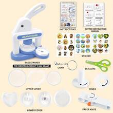 Badge Machine, Pin Maker Machine DIY Badge Making Machine, Badge Press Machine 55mm Round/35mm Round/Love Shape Badge Maker, Badge Pressing Machine With Badge Parts And Stickers