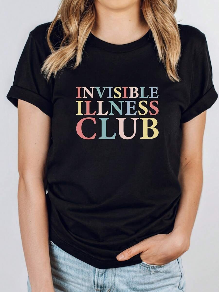 Camiseta del Club de Enfermedades Invisibles, Camiseta Spoonie, Camiseta de Enfermedades Cónicas, Camiseta de Salud Mental, Concienciación sobre Enfermedades Invisibles, Discapacidad Invisible - Negro 3 - Ver 1