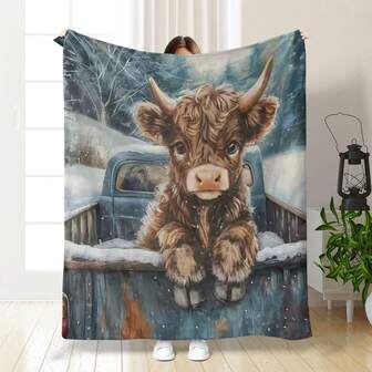 1pc Highland Yak Wool Blanket, Soft & Comfortable Throw Blanket For Napping, Travel, Sofa, Bed, Office, Home Decor, Holiday Gift, All Season